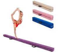 COSTWAY Barra de Equilibrio Gimnasia de 210 cm, Viga de Equilibrio Plegable de Gimnasia, Barra Gimnasia Artistica con Empuñaduras, Resistente al Desgaste para Niños Gimnastas y Animadoras (Violeta)