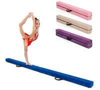COSTWAY Barra de Equilibrio Gimnasia de 210 cm, Viga de Equilibrio Plegable de Gimnasia, Barra Gimnasia Artistica con Empuñaduras, Resistente al Desgaste para Niños Gimnastas y Animadoras (Azul)
