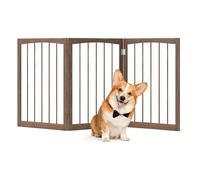 COSTWAY Barra para Perros Plegables, Barrera de Seguridad para Interiores, Separador de Habitaciones de 3 Paneles Plegable y Autoportante para