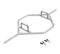 COSTWAY Barra Pesas, Barra Hexagonal, Barra de Trampa Olímpica, Mangos Planos o Elevados Estriados para Sentadillas, Carga 226Kg (plata) (Plata)