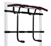 COSTWAY Barra Portátil para Flexiones en la Puerta, Barra para Colgar para Entrenamiento en la Puerta con Cuerdas y Puesto para Fondos, Barra Multifuncional para Dominadas