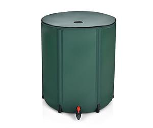 COSTWAY Barril Plegable 225 L para Agua de Lluvia, Contenedor Agua, Sistema Recogida Agua de Lluvia Portátil con Tapón Filtro Válvula de Desborde Válvula de Red, Cisterna Agua para Jardín (225 L)