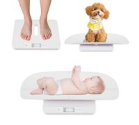 COSTWAY Báscula de Peso para Bebé, Báscula con Bandeja Desmontable para Medición de Peso y Altura, Báscula Digital con 5 Unidades y Pantalla LED para Niños, Mascotas y Adultos, Hasta 150 kg