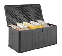 COSTWAY Baul Almacenaje Exterior 378 L, Tapa con Cerradura, Arcon Jardin Exterior, Armario Resina Impermeable, Muebles Patio Jardin Terraza (gris)
