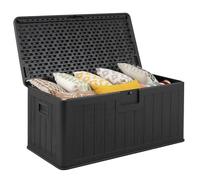 COSTWAY Baul Almacenaje Exterior 378 L, Tapa con Cerradura, Arcon Jardin Exterior, Armario Resina Impermeable, Muebles Patio Jardin Terraza (negro)