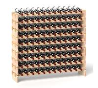 COSTWAY Botellero Apilable de Madera, Estante Modular para 108 Botellas de Vino, Estante de Vino de 9 Niveles de Suelo, Expositor de Vino Independiente para Cocina, Bodega y Bar (108 Botellas)