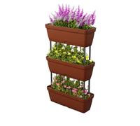 COSTWAY Cajas de Jardinería de 6 Piezas, Jardín Vertical Elevado, Diseño Bricolaje, Torre de Plantación para Vegetales Hierbas Flores, Macetas Jardinera en para Patio Jardín Balcón (Marrón)