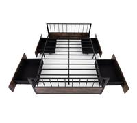 COSTWAY Cama Individual con 4 Cajones, 200 x 90 cm, Marco de Camita de Metal, Cama Industrial con Cabecero y Piecero, Estructura de Metal Resistente con Listones para Colchón, Fácil Montaje