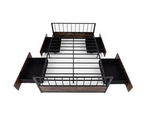COSTWAY Cama Individual con 4 Cajones, 200 x 90 cm, Marco de Camita de Metal, Cama Industrial con Cabecero y Piecero, Estructura de Metal Resistente con Listones para Colchón, Fácil Montaje