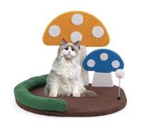 COSTWAY Cama para Gatos en Forma de Seta con Rascador de Garras para Gatos con Plataforma Grande y Ancha Mueble Compacto para Gatos