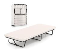 COSTWAY Cama Plegable 80 x190 cm, Cama Supletoria Plegable con Colchón de Espuma Viscoelástica, Estructura Metálica, Ahorra Espacio, Cama Individual Portátil para Camping Hogar