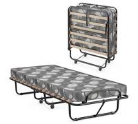 COSTWAY Cama Plegable con Colchón 80 x190cm, Cama Supletoria Plegable con Ruedas, Colchón en Memory Foam, Estructura Resistente y 4 Ruedas Giratorias, Cama Individual Adultos y Niños, 130kg (Gris)