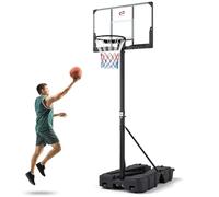 COSTWAY Canasta Baloncesto Exterior, Aro de Baloncesto con Altura Ajustable 290-365 cm, Ruedas Móviles, Poste Plegable y Base Rellenable, para Jóvenes Adultos, Interiores y Exteriores