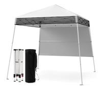 COSTWAY Carpa Plegable 1,8x1,8 m, Pop up, Cenador para Jardin con 1 Pared Lateral, Altura Ajustable, Bolsa de Transporte, Pergola Pabellón de Jardin Camping Picnic (Blanco)
