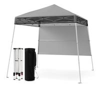 COSTWAY Carpa Plegable 1,8x1,8 m, Pop up, Cenador para Jardin con 1 Pared Lateral, Altura Ajustable, Bolsa de Transporte, Pergola Pabellón de Jardin Camping Picnic (Gris)