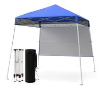 COSTWAY Carpa Plegable 1,8x1,8 m, Pop up, Cenador para Jardin con 1 Pared Lateral, Altura Ajustable, Bolsa de Transporte, Pergola Pabellón de Jardin Camping Picnic (Azul)