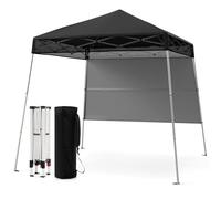 COSTWAY Carpa Plegable 1,8x1,8 m, Pop up, Cenador para Jardin con 1 Pared Lateral, Altura Ajustable, Bolsa de Transporte, Pergola Pabellón de Jardin Camping Picnic (Negro)