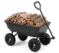 COSTWAY Carretilla de Jardín 75 L, Carro Volquete Basculante con Asa Ajustable, 4 Ruedas Todoterreno y Estructura Metálica, Carrito de Transporte Exterior para Césped Patio Camping, Capacidad 300 kg