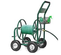 COSTWAY Carro Portamangueras Metal Carrito de Manguera de Jardín Reigo Soporte de Manguera Verde