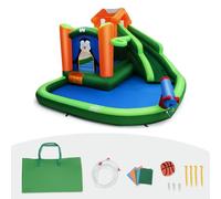 COSTWAY Castillo Hinchable Acuatico, 6 en 1 Castillo Hinchable Grande para Niños 3-10 Años, Seco y Agua, 370 x 300 x 190 cm, Insuflavel Crianças Interior y Exterior (Estilo 2)