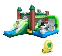 COSTWAY Castillo Hinchable para Niños 3-10 años, Castillo Grande Temático de Muñeco de Nieve con Tobogán Interior y Exterior, 380x340x245 cm, Hinchable con Sopladora de 680w