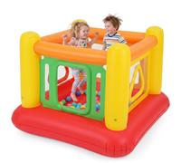 COSTWAY Castillo Hinchable para Niños 3+ Años, Parque Infantil de Salto con Paredes Laterales Transparentes, Aberturas Cuadradas y Triangulares, Castillo Inflable PVC para Interior Exterior (Amarillo)