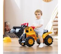 COSTWAY Coche Correpasillo Excavadora para Niños, Camión de Juguete con Cubo Ajustable, Sonidos de Camión y Claxon, Espacio de Almacenamiento Bajo el Asiento, Auto de Excavadora para Niños de 3+ Años