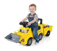 COSTWAY Coche Correpasillos para Niños, Excavadora de Paseo Infantil con Pala, Remolque Desmontable y Compartimento Bajo el Asiento, Excavadora Correpasillos para Niños de 18+ Meses (Estilo 1)