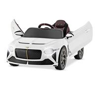COSTWAY Coche Eléctrico para Niños 12V Bentley, Coche de Carreras para Niños, Vehículos Eléctricos con Control Remoto, Conexión Inalámbrica, Luces LED y Efectos de Sonido (Blanco)