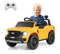 COSTWAY Coche Electrico para Niños 12V, Carro Electrico Infantil con 2,4G Control Remoto, Cesta, USB, Música, Historia, Conexión Inalámbrica y Luz, Coche Bateria para Niños de 3-6 Años