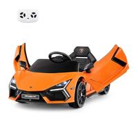 COSTWAY Coche Eléctrico para Niños 12V, Lamborghini Revuelto Vehículo Eléctrico con Control Remoto, Puertas Hidráulicas, Ruedas de Transporte, Auto Deportivo para Niños de 37 a 95 Meses (Naranja)
