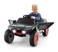COSTWAY Coche Eléctrico para Niños Audi 12V, Coche Bateria Infantil con Control Remoto, Luces LED, 4 Resortes de Suspensión, Vehículo Eléctrico para Niños Mayores de 3 Años