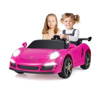COSTWAY Coche Eléctrico para Niños, Carro Eléctrico Infantil 12V con Control Remoto para Padres, Luces LED, Bocina, Música y Conexión Inalámbrica, 4 Ruedas Motrices y 2 Asientos para Niños y Niñas