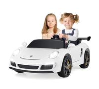 COSTWAY Coche Eléctrico para Niños, Carro Eléctrico Infantil 24V con Control Remoto para Padres, Luces LED, Bocina, Música y Conexión Inalámbrica, 4 Ruedas Motrices y 2 Asientos para Niños (Blanco)