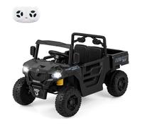 COSTWAY Coche Electrico para Niños, Carro Electrico Infantil con Cama Volquete, Control Remoto, Música, Cuentos, Luces LED y Suspensión de Resorte, Coche Todoterreno para Niños de 3+ Años (Negro,12V)