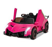 COSTWAY Coche Eléctrico para Niños Lamborghini 12V, Vehículo Eléctrico con Control Remoto de 2,4 G, 3 Velocidades, Puertas Hidráulicas, Luces LED, Rueda, Bocina, Música, para Niños 3-8 Años (Rosado)