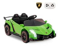COSTWAY Coche Eléctrico para Niños Lamborghini 12V, Vehículo Eléctrico con Control Remoto de 2,4 G, 3 Velocidades, Puertas Hidráulicas, Luces LED, Rueda, Bocina, Música, para Niños 3-8 Años (Verde)
