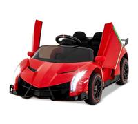 COSTWAY Coche Eléctrico para Niños Lamborghini 12V, Vehículo Eléctrico con Control Remoto de 2,4 G, 3 Velocidades, Puertas Hidráulicas, Luces LED, Rueda, Bocina, Música, para Niños 3-8 Años (Rojo)