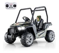 COSTWAY Coche Eléctrico UTV para Niños, Coche de Batería Infantil 24V con Control Remoto, 3 Velocidades, 2 Suspensiones de Resorte, Arranque Lento, Arnés, Música, Luces LED, 3-8 Años (Verde)