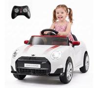 COSTWAY Coche infantil de 12 V en diseño BMW Mini, coche eléctrico para | Vehículo eléctrico infantil con mando a distancia 2,4 G, LED, música, suspensión y arranque suave, 3-6 km/h