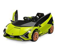 COSTWAY Coche Montable, Vehículo Eléctrico Lamborghini de Batería 12 V con Mando 2,4 G, Luces LED, MP3, Música, Bocina, 2 Puertas, Suspensión de Muelles, Coche Montable para Niños y Niñas (Verde)