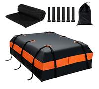 COSTWAY Cofre Techo Coche 600L, Cofre de Techo para Vehículo Impermeable con Bolsa de Almacenaje, Alfombrilla Antideslizante, Maletero Techo Coche con 6 Ganchos, 10 Correas para con/sin Portaequipajes