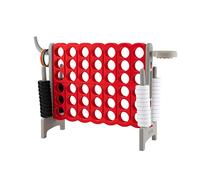 COSTWAY Conecta 4 Gigante, Mega 4 para Niños y Adultos, Juego de Exterior 74 cm con Canasta y Juego de Lanzamiento de Anillos, 42 Piezas Gigantes, Guida de Soltar Fácil (Gris)