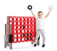 COSTWAY Conecta 4, Juego Gigante 4, Juego 4 en Raya Gigante 42 Anillos Gigantes y Dispositivo de Deslizamiento Rápido (rojo)