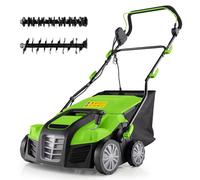 COSTWAY Cortacésped eléctrico 2000W, Cortacésped con Bolsa Recolectora de 55L, Cable y Motor: 3500 RPM, con Ajuste de Altura de 3 Posiciones y de Profundidad de 5 Posiciones (Negro y Verde)