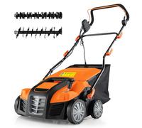 COSTWAY Cortacésped eléctrico 2000W, Cortacésped con Bolsa Recolectora de 55L, Cable y Motor: 3500 RPM, con Ajuste de Altura de 3 Posiciones y de Profundidad de 5 Posiciones (Negro y Naranja)