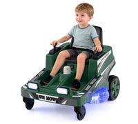 COSTWAY Cortacésped Infantil 12 V, Coche Eléctrico para Niños con 2 Palancas de Control, Luces LED, Giro y Vuelta, Coche de Juguete Bateria de Exterior para Niños de 3 a 8 Años (Verde)