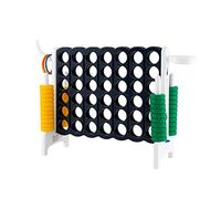 COSTWAY COSWAY Conecta 4 Gigante, Mega 4 para Niños y Adultos, Juego de Exterior 74 cm con Canasta y Juego de Lanzamiento de Anillos, 42 Piezas Gigantes, Guida de Soltar Fácil (Blanco)