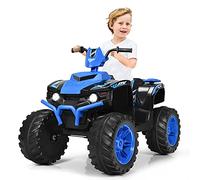 COSTWAY Cuatriciclo Eléctrico ATV para Niños, Cuatriciclo de Batería, Velocidad Alta y Baja, Música y Cuentos, Luces LED, Aspecto a la Moda, Asiento Cómodo, Diferentes Terrenos (Azul)