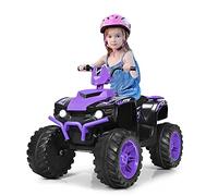 COSTWAY Cuatriciclo Eléctrico ATV para Niños, Cuatriciclo de Batería, Velocidad Alta y Baja, Música y Cuentos, Luces LED, Aspecto a la Moda, Asiento Cómodo, Diferentes Terrenos (Morado)